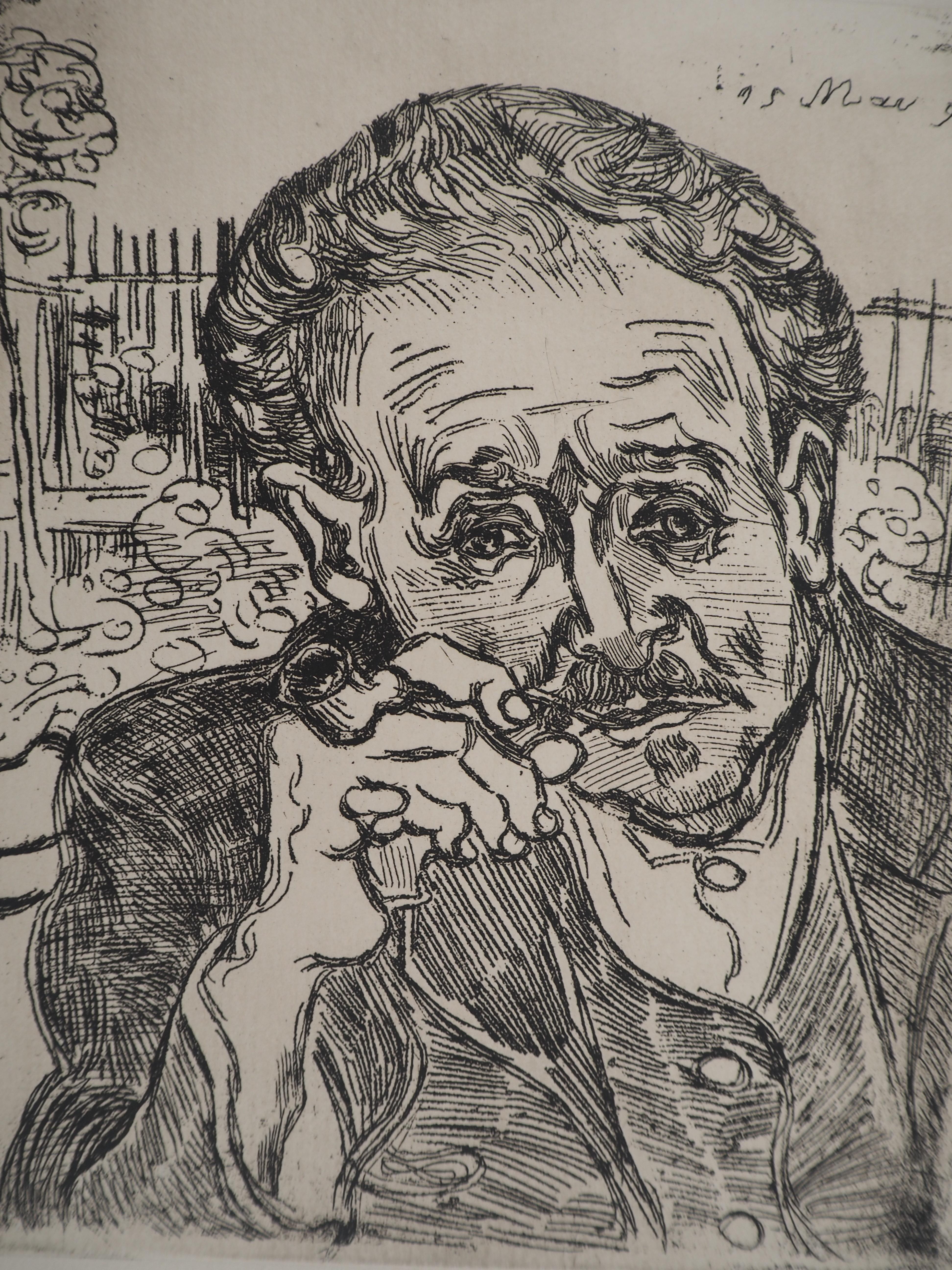Porträt von Docteur Gachet (Mann mit Pfeife) - Radierung (zweite Auflage) – Print von Vincent van Gogh