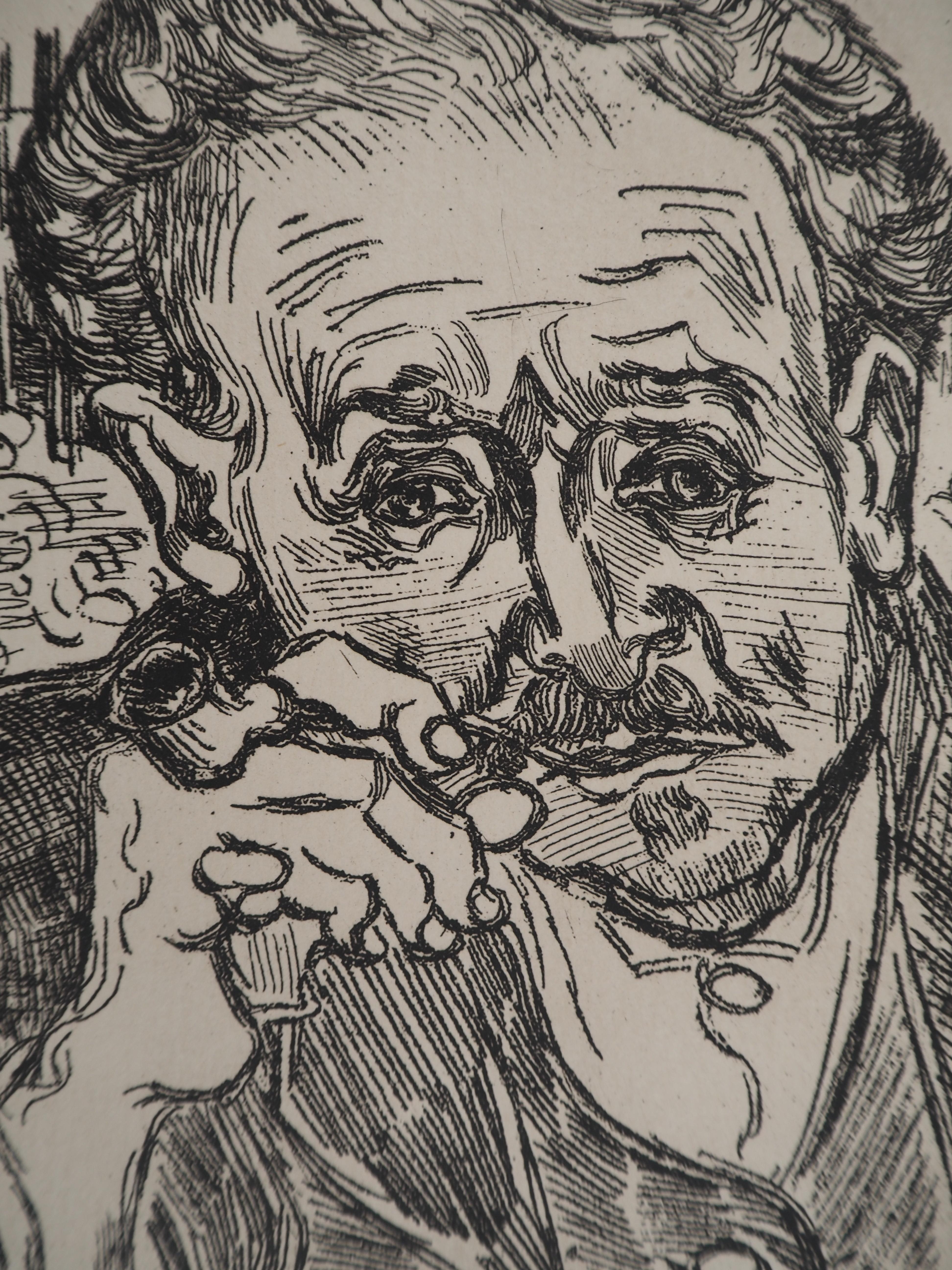 Porträt von Docteur Gachet (Mann mit Pfeife) - Radierung (zweite Auflage) (Braun), Portrait Print, von Vincent van Gogh