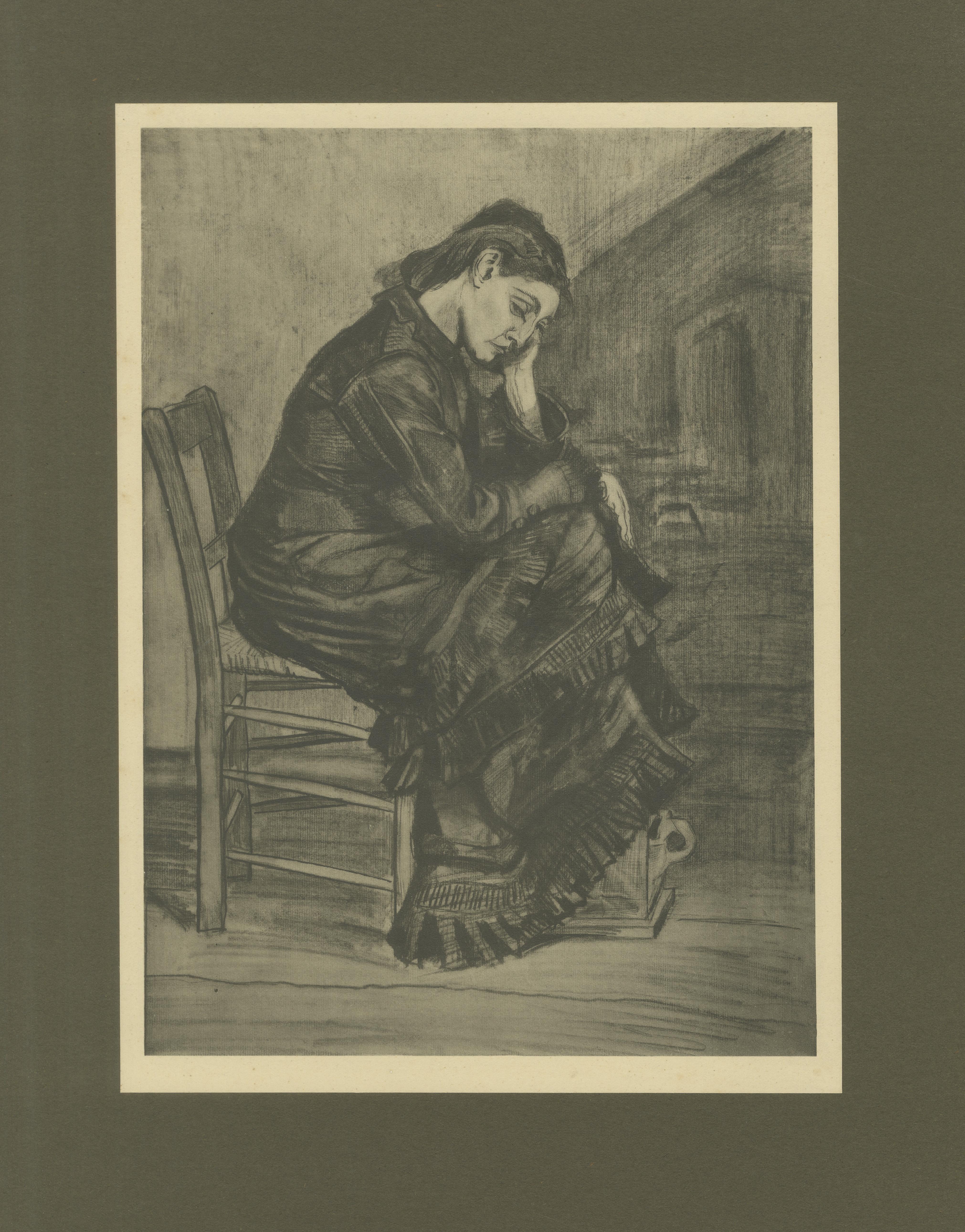Paper Vincent van Gogh – Sorrowing Woman – 1928 Portfolio Print from Dutch Period For Sale