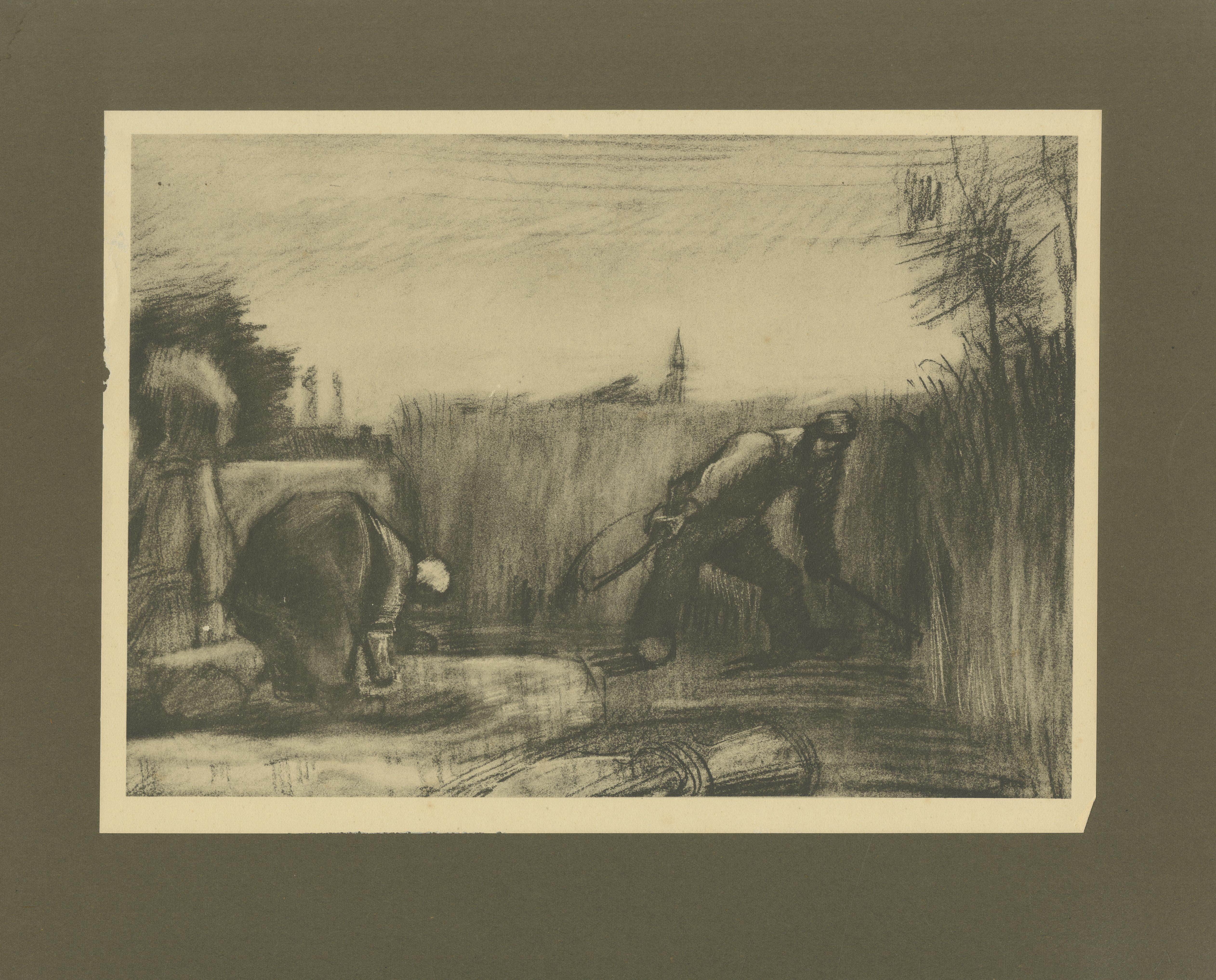 Title: Vincent van Gogh – The Harvesters – 1928 Portfolio Print from Dutch Period  

Description:  
This 1928 print is a reproduction of 'The Harvesters', a drawing by Vincent van Gogh created in 1883-1884 during his Dutch period. The composition