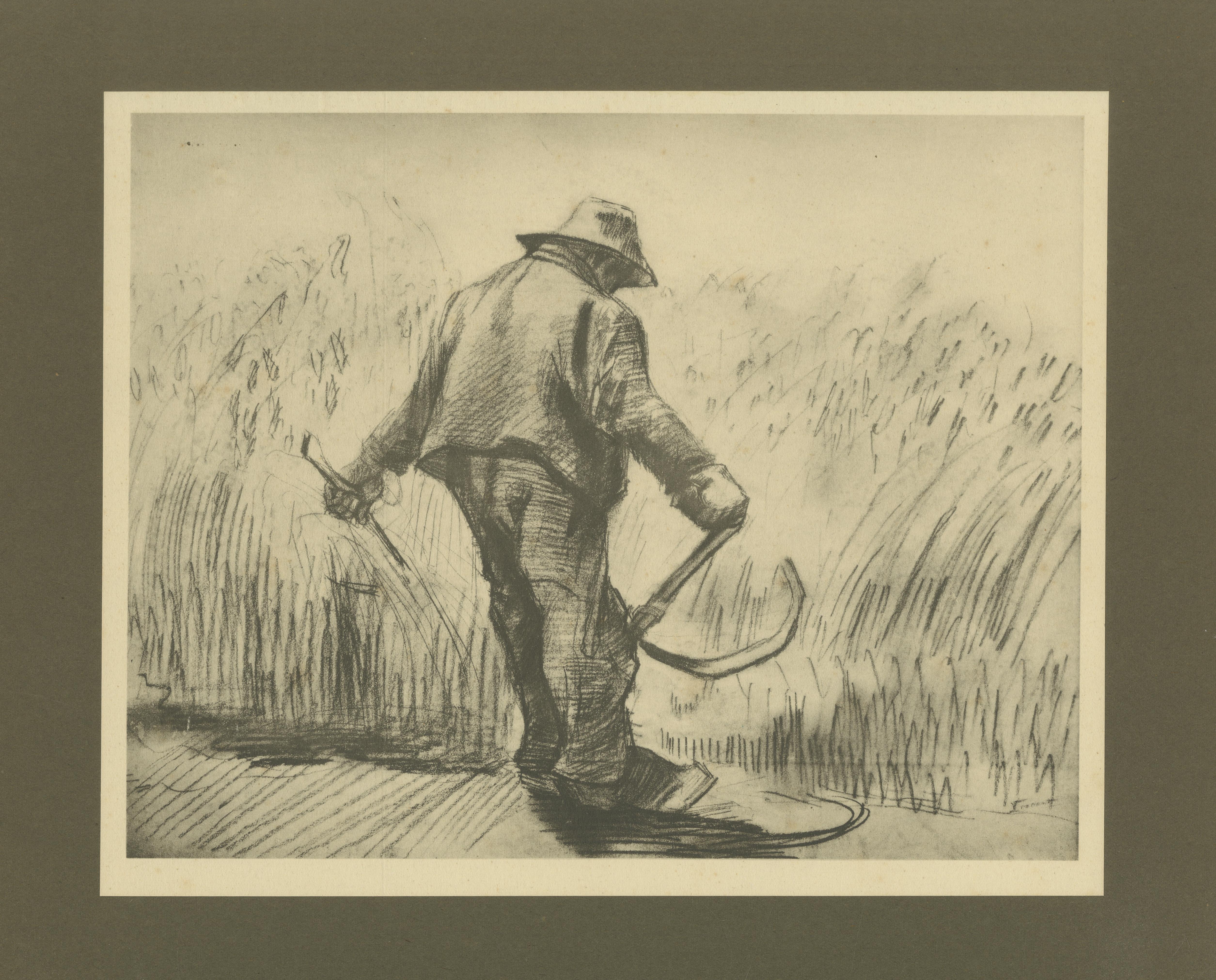 Titre : Vincent van Gogh - Le Faucheur - 1928 Portfolio Print de la période hollandaise  

Description :  Cette estampe de 1928 est une reproduction de 