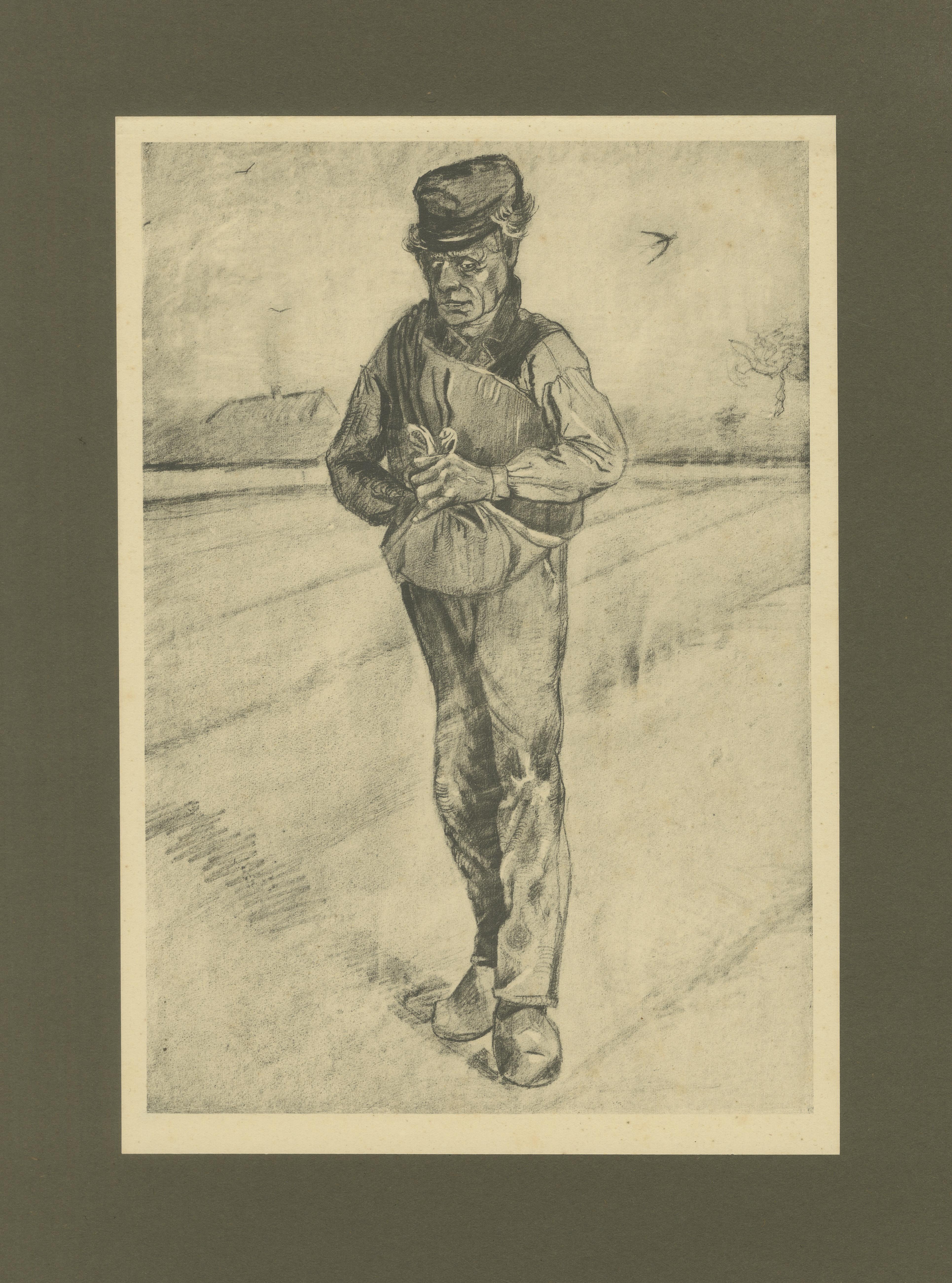 Título: Vincent van Gogh - El sembrador con una bolsa - 1928 Impresión de cartera del periodo holandés  

Descripción:  
Este grabado de 1928 es una reproducción de El sembrador con una bolsa, un dibujo de Vincent van Gogh creado en 1881-1882