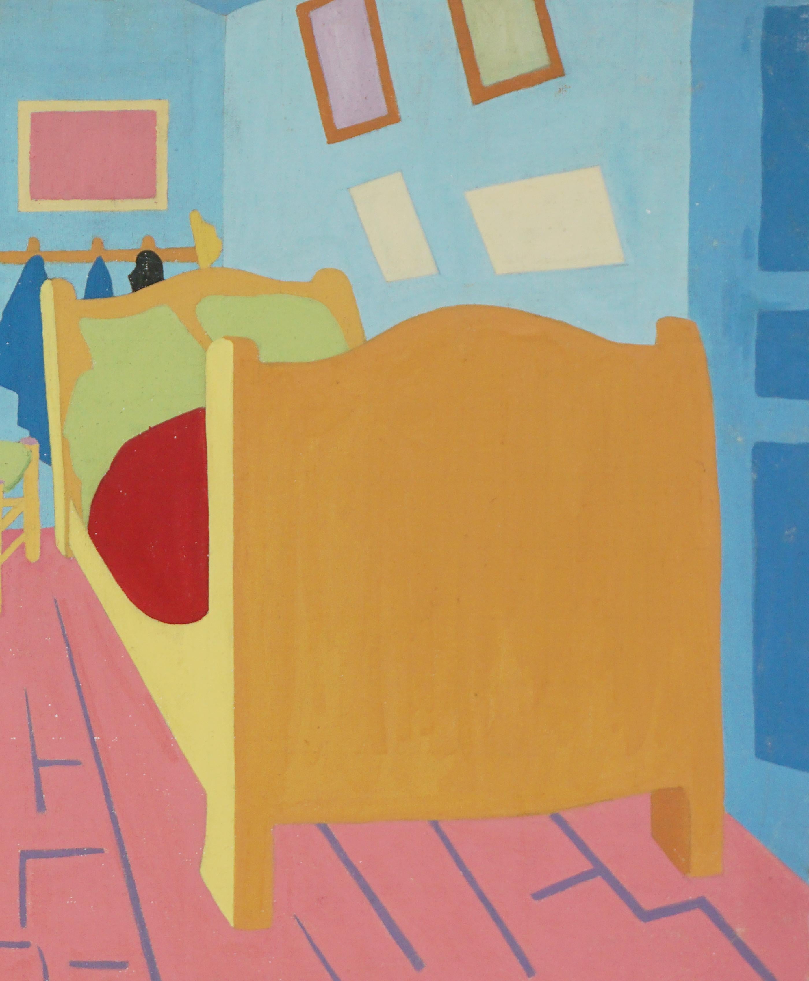 Vintage Oil Painting after Vincent Van Goth's Bedroom in Arles For Sale 1