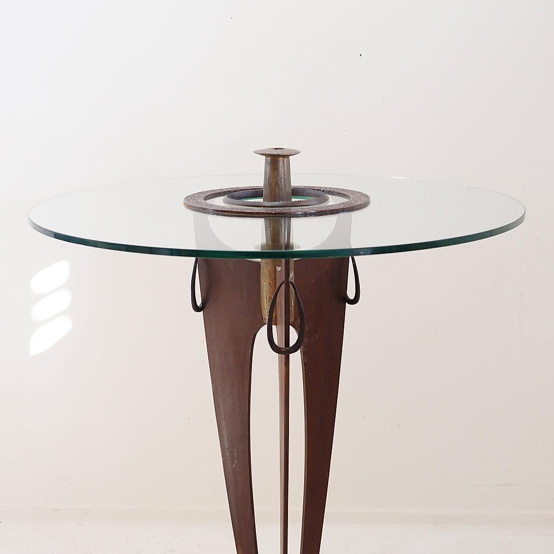 Vincent WEGNEZ Sculptural bronze and glass console table - Signed / Belgium 20th For Sale 3