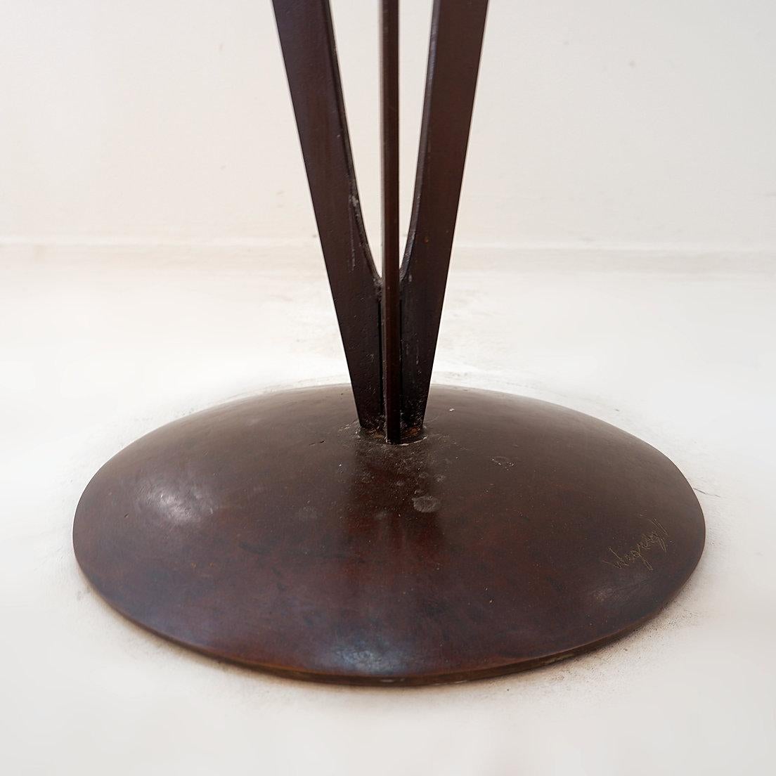 Vincent WEGNEZ Sculptural bronze and glass console table - Signed / Belgium 20th For Sale 8