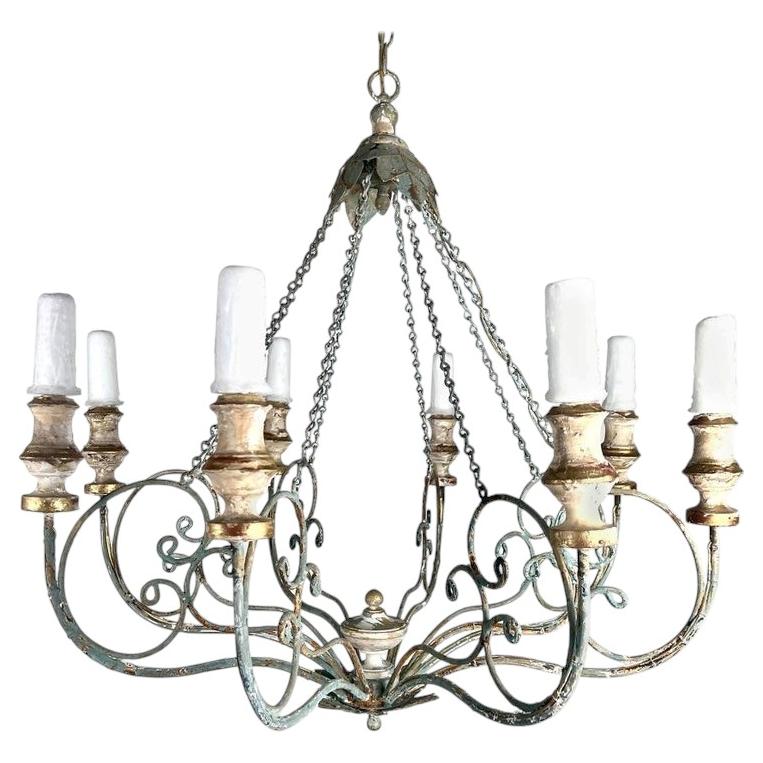 Vincente Eight Light Wood & Iron Painted Chandelier by Miamar Home