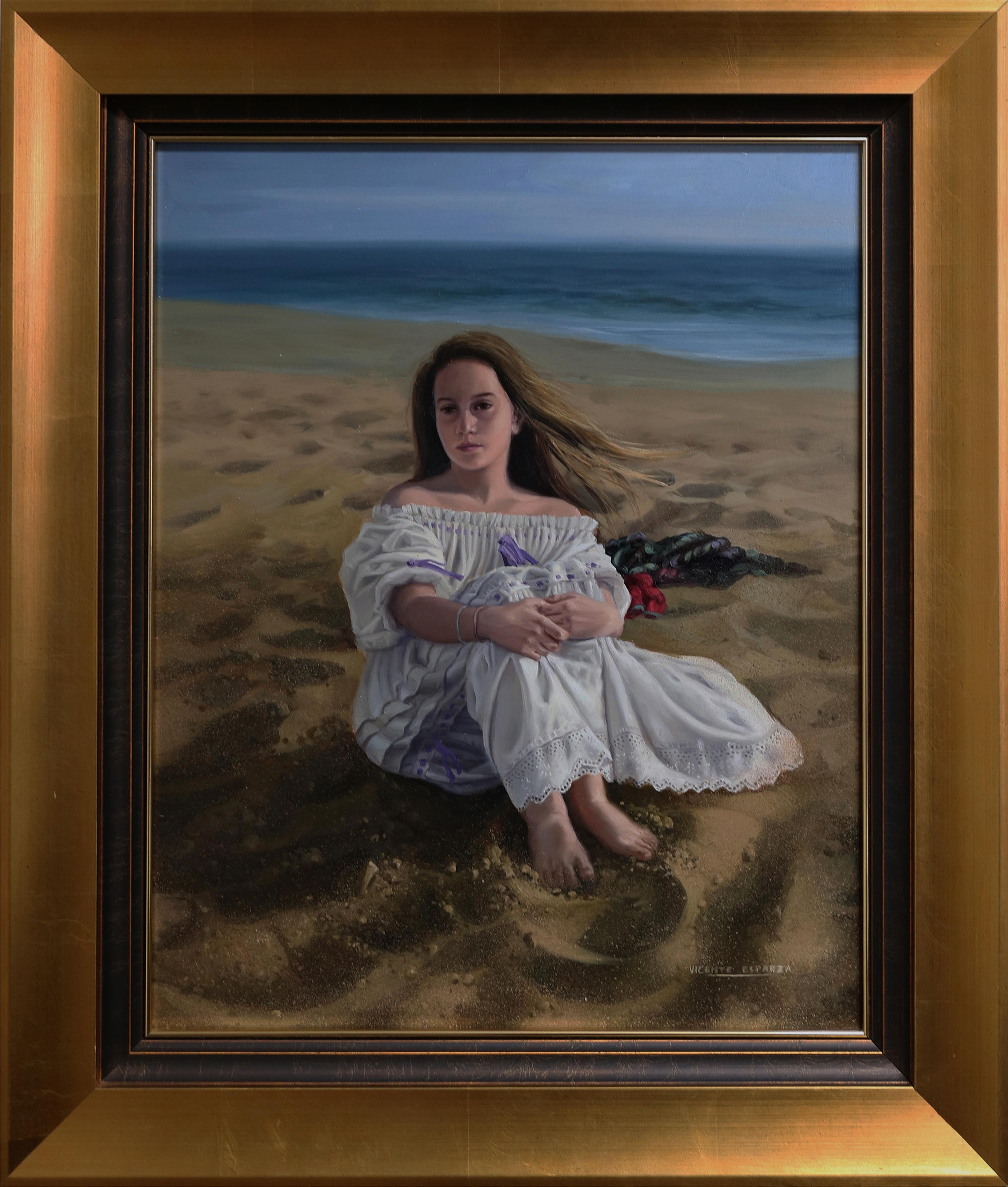 Girl Sitting On Beach
