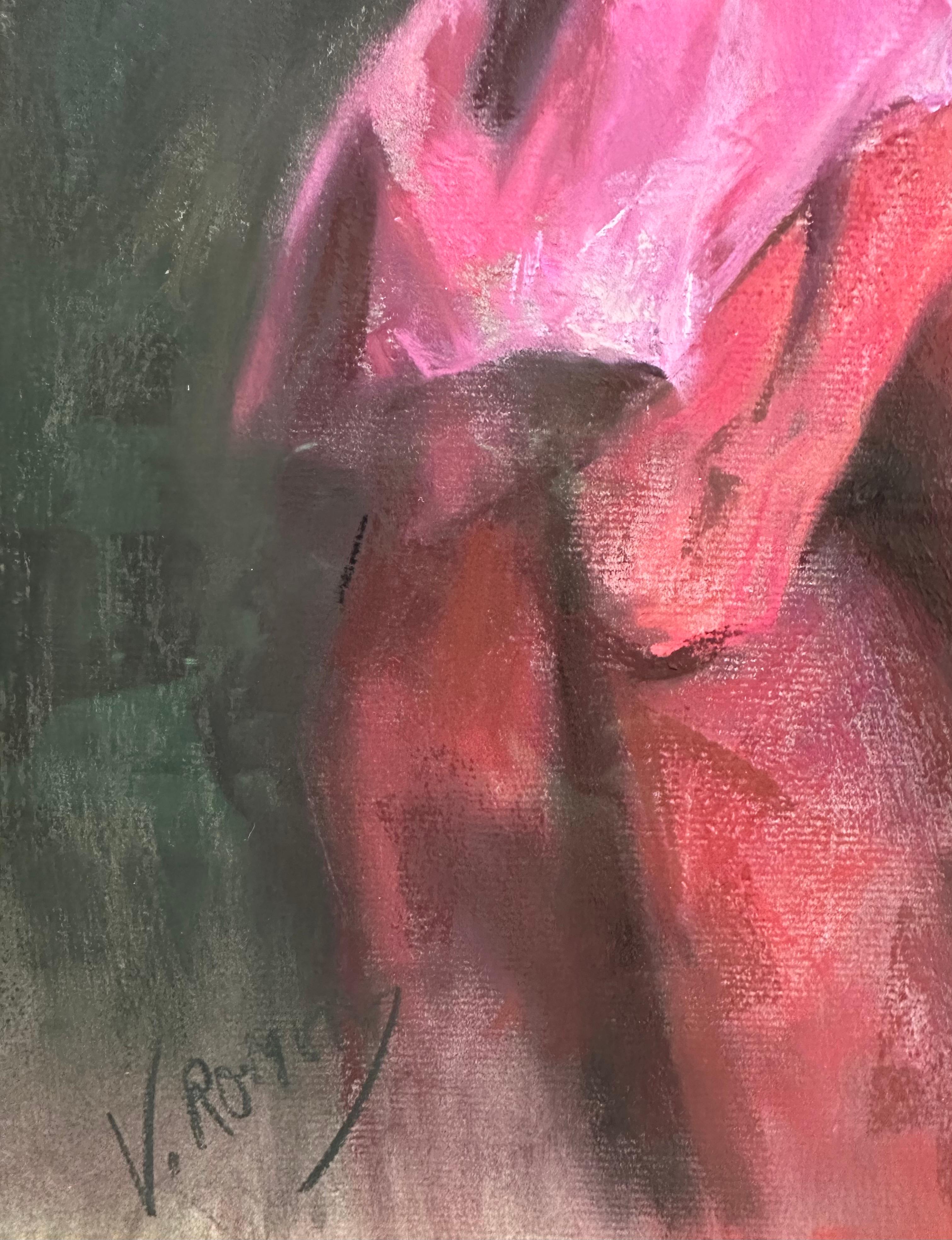 Vincent Romero,  Lo sguardo, pastello originale - Painting Moderno di Vincente Romero Redondo