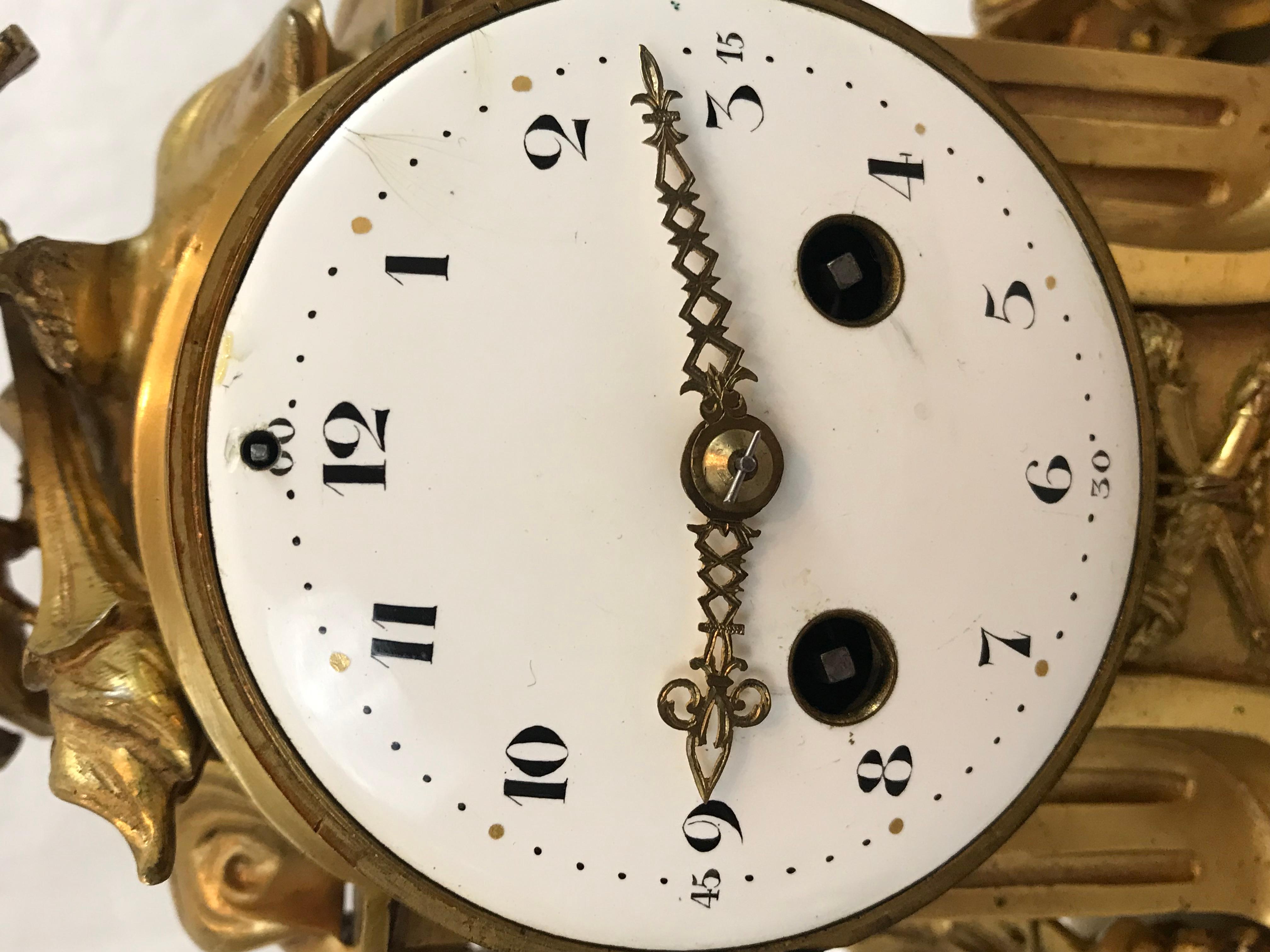 Vincenti et Cie Diminutive Clock Set, French Marble and Ormolu, circa 1890-1900 For Sale 5