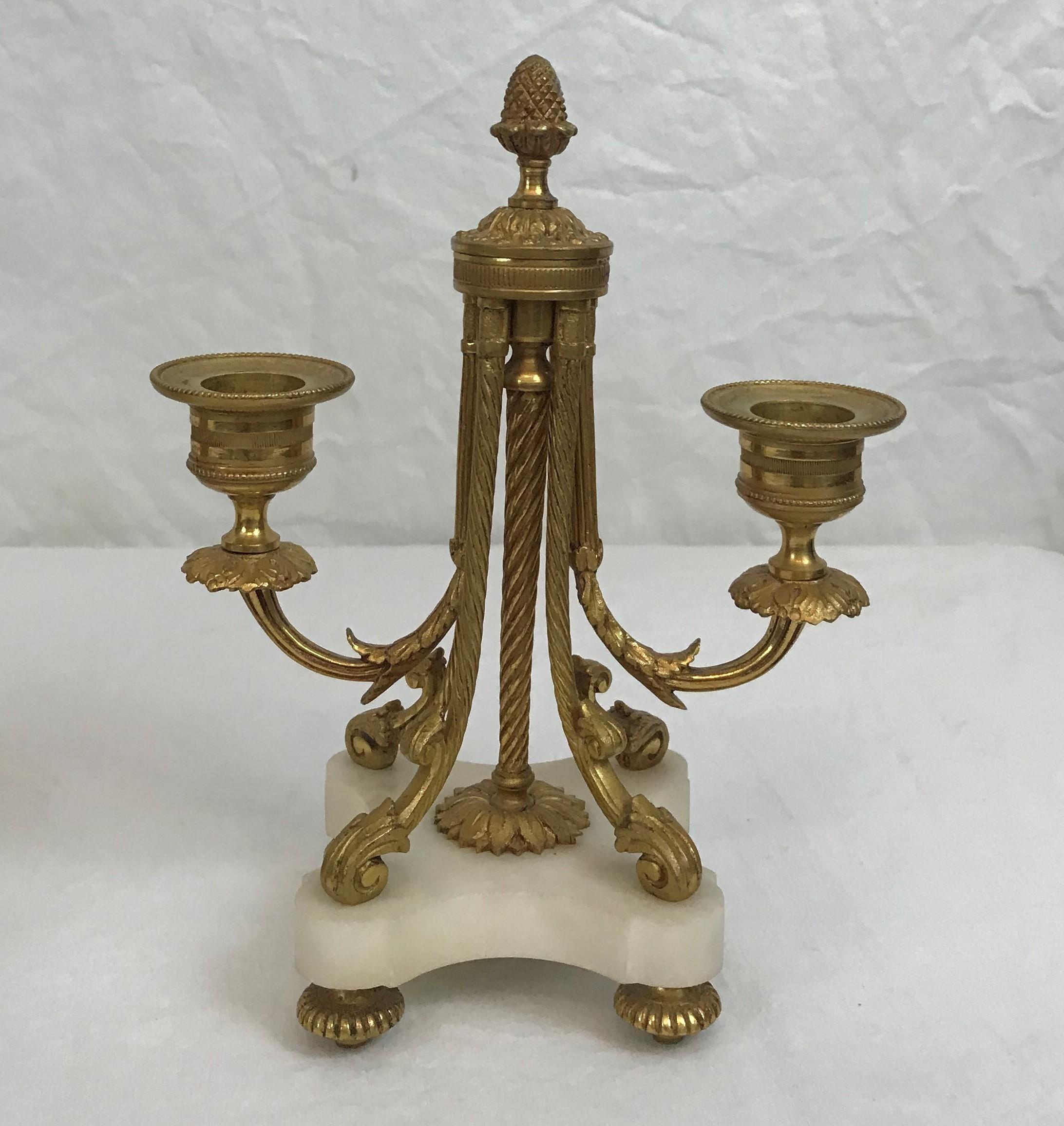 Vincenti et Cie Diminutive Clock Set, French Marble and Ormolu, circa 1890-1900 In Good Condition For Sale In Seattle, WA