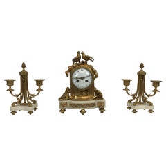 Vincenti et Cie Diminutive Clock Set, French Marble and Ormolu, circa 1890-1900