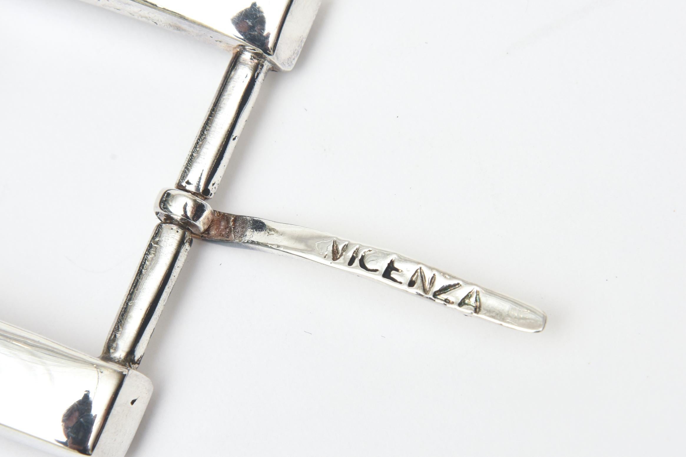 Vincenza Sterling Silber Italienische Gürtelschnalle Signiert Vintage im Angebot 1