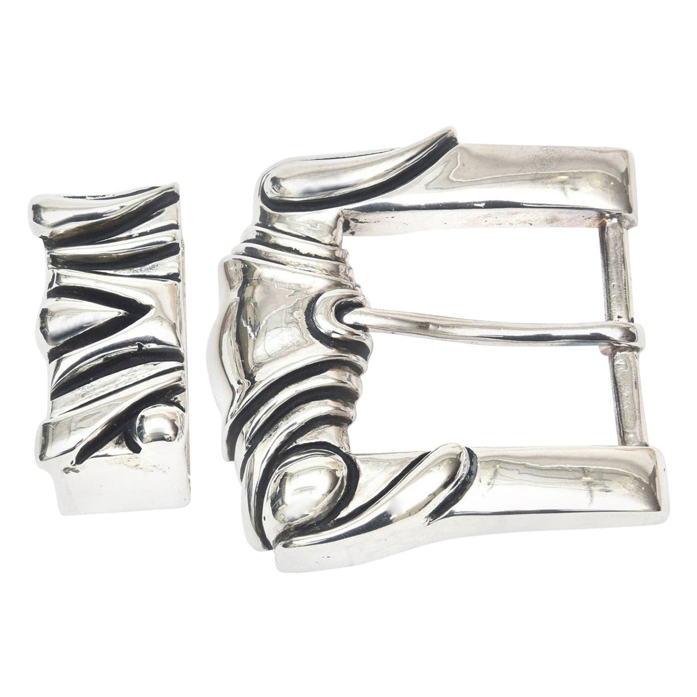 Vincenza - Boucle de ceinture vintage en argent sterling signée Vincenza, fabriquée en Italie