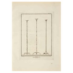 Ancient Roman Fresco Herculaneum - Original Etching V. Aloja  - 18th Century