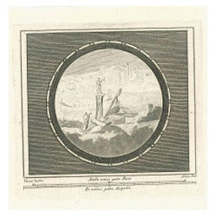 Paysage de Herculaneum - Eau-forte V. Aloja  XVIIIe siècle