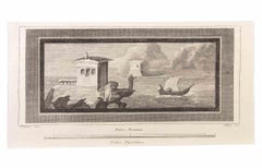 Antique Seascape - Etching by Vincenzo Aloja  - 18th Century