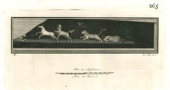 Antikes römisches Fresco mit Tieren - Original-Radierung von V. Aloja - 18. Jahrhundert