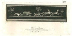 Ancient Roman Fresco of Animals - Original Etching by V. Aloja - 18th Century