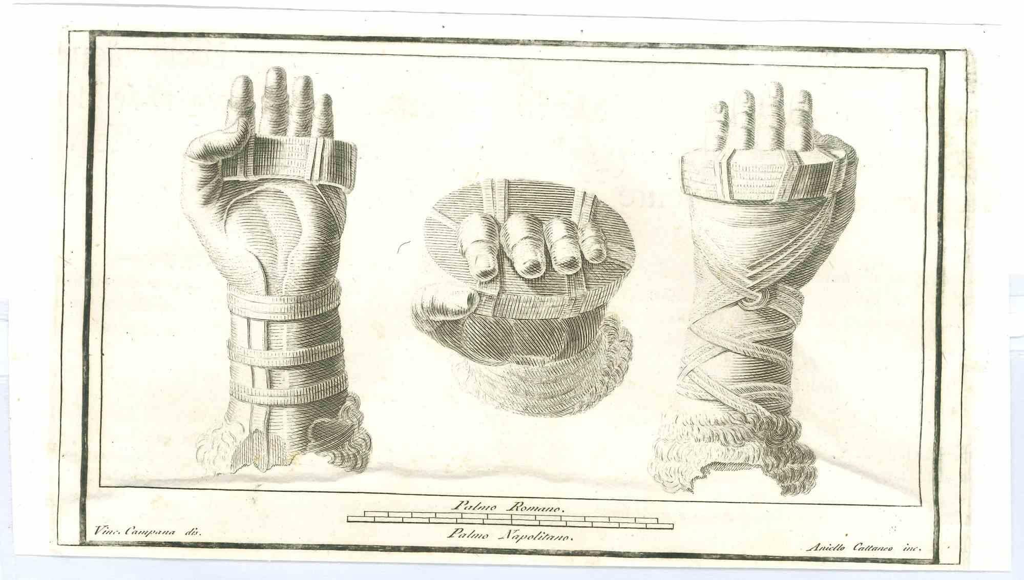 Ancient Roman Costumes, from the series "Antiquities of Herculaneum", is an original etching on paper realized from a design by Vincenzo Campana in the 18th Century.

Signed on the plate.

Good conditions.

The etching belongs to the print suite