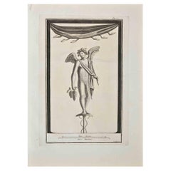 Ancient Roman Fresco Herculaneum - Etching V. Campana - 18th Century