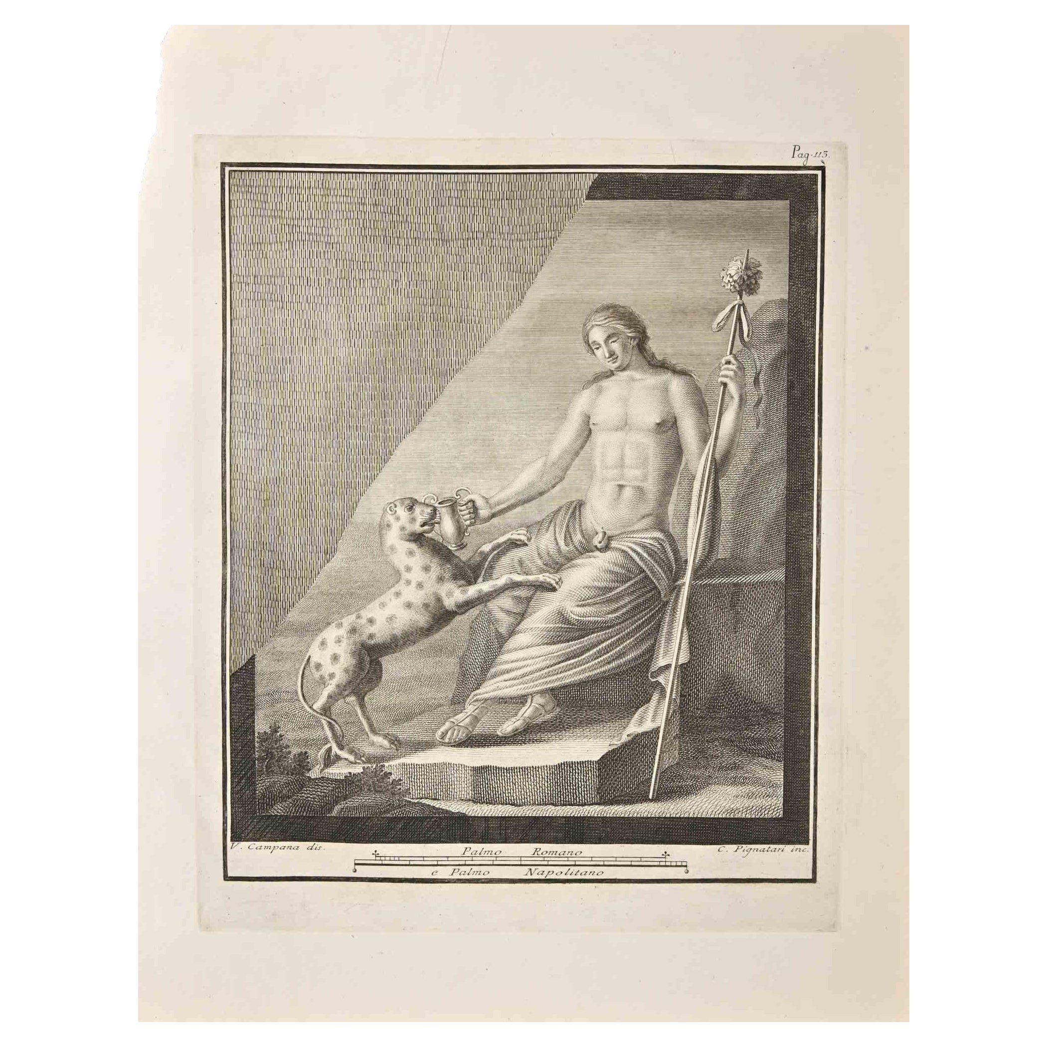 Herculanum fres romain antique - gravure de V. Campana - 18e siècle