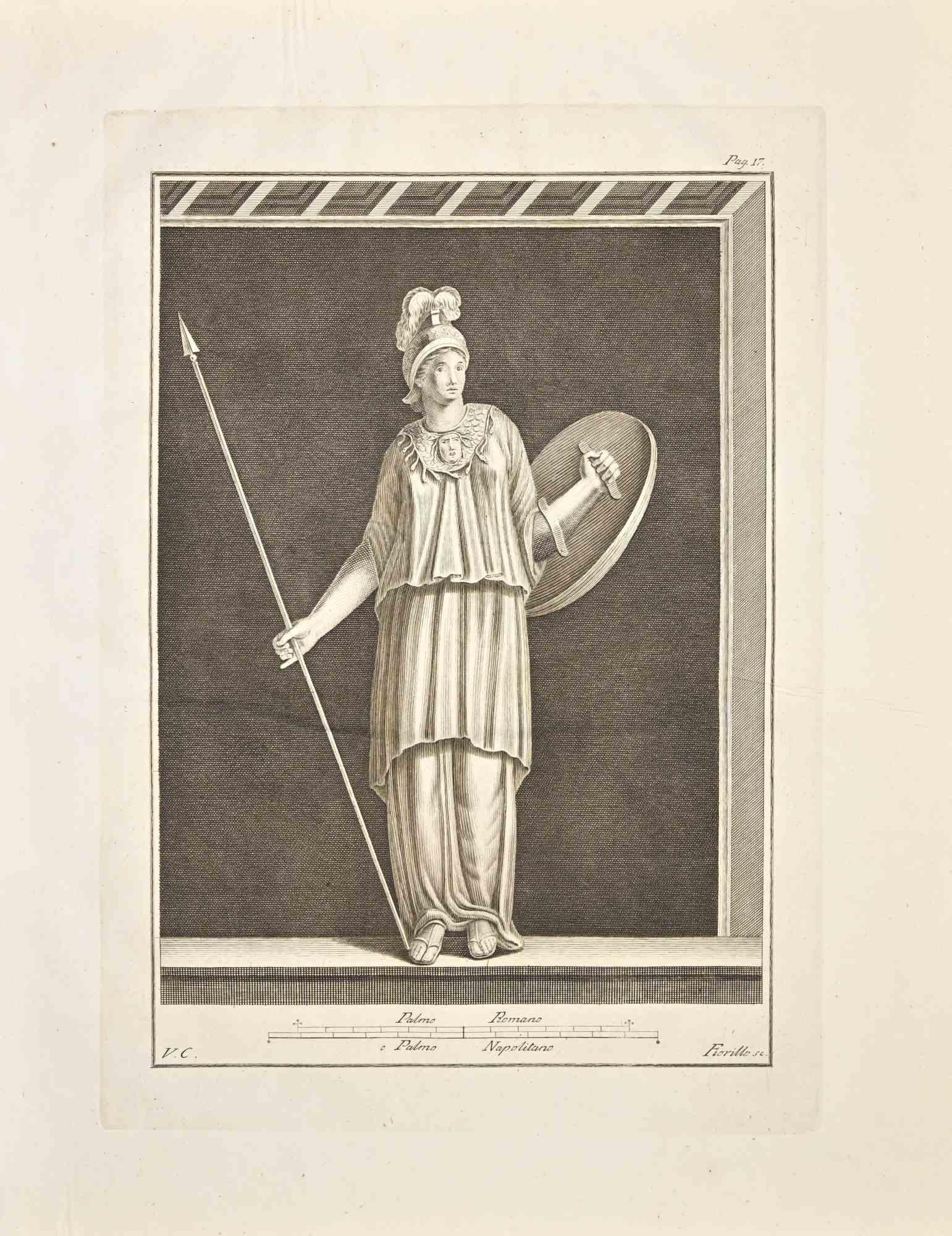 Vincenzo Campana Antikes römisches FrescoHerculaneum Radierung V