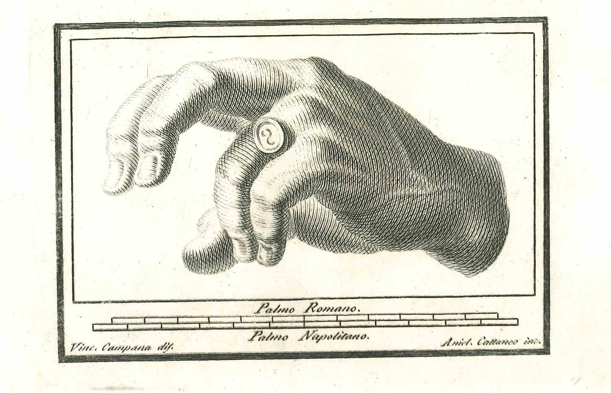 Ancient Roman Paintings, aus der Serie "Antiquities of Herculaneum", ist eine Originalradierung auf Papier, die nach einem Entwurf von Vincenzo Campana aus dem 18.

Signiert auf der Platte.

Gute Bedingungen.

Die Radierung gehört zu der Druckserie