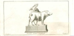 Ancient Roman Statue - Original Etching by Vincenzo Campana  - 18th Century