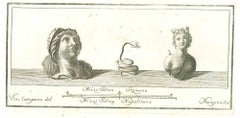 Ancient Roman Statues - Original Etching by Vincenzo Campana - 18th Century