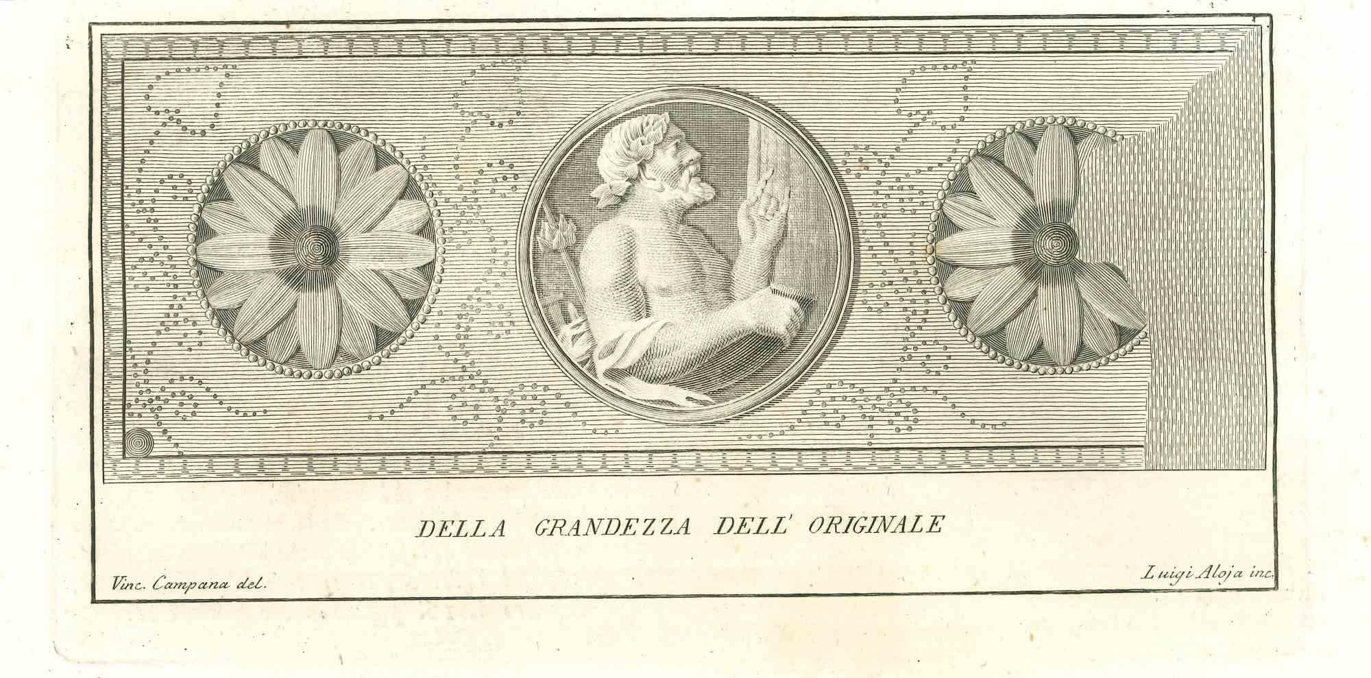 Ancient Roman Statues, from the series "Antiquities of Herculaneum", is an original etching on paper realized from a design by Vincenzo Campana in the 18th century.

Signed on the plate.

Good conditions.

The etching belongs to the print suite