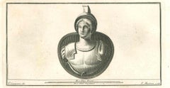 Athena-Göttin, bewaffnete antike römische Kunst-Radierung von Vincenzo Campana, 18. Jahrhundert