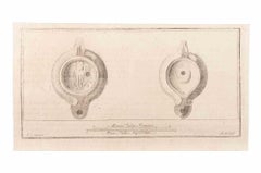 Antique Oil Lamp - Etching by Vincenzo Campana - 18th Century
