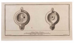 Oil Lamps - Etching by Vincenzo Campana  - 18th Century