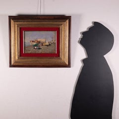 Vincenzo Caprile Oil on Canvas 20th Century, Bagno Rosso at S.Giovanni