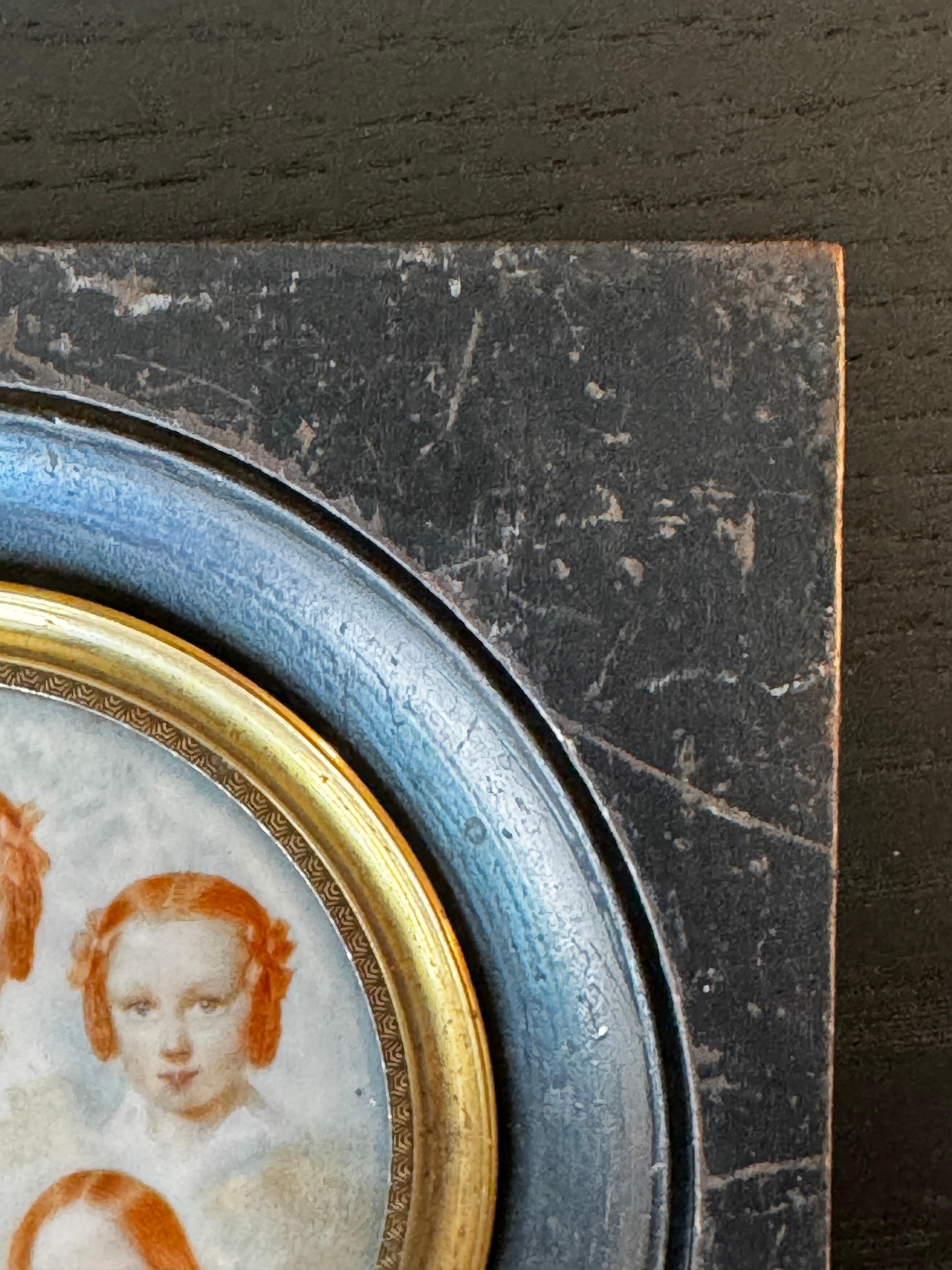 19th Century Miniature Painting of Five Sisters by Vincenzo Castelli. Signed.  I For Sale 3