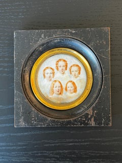 Miniaturgemälde der fünf Schwestern aus dem 19. Jahrhundert von Vincenzo Castelli. Unterschrieben.  I