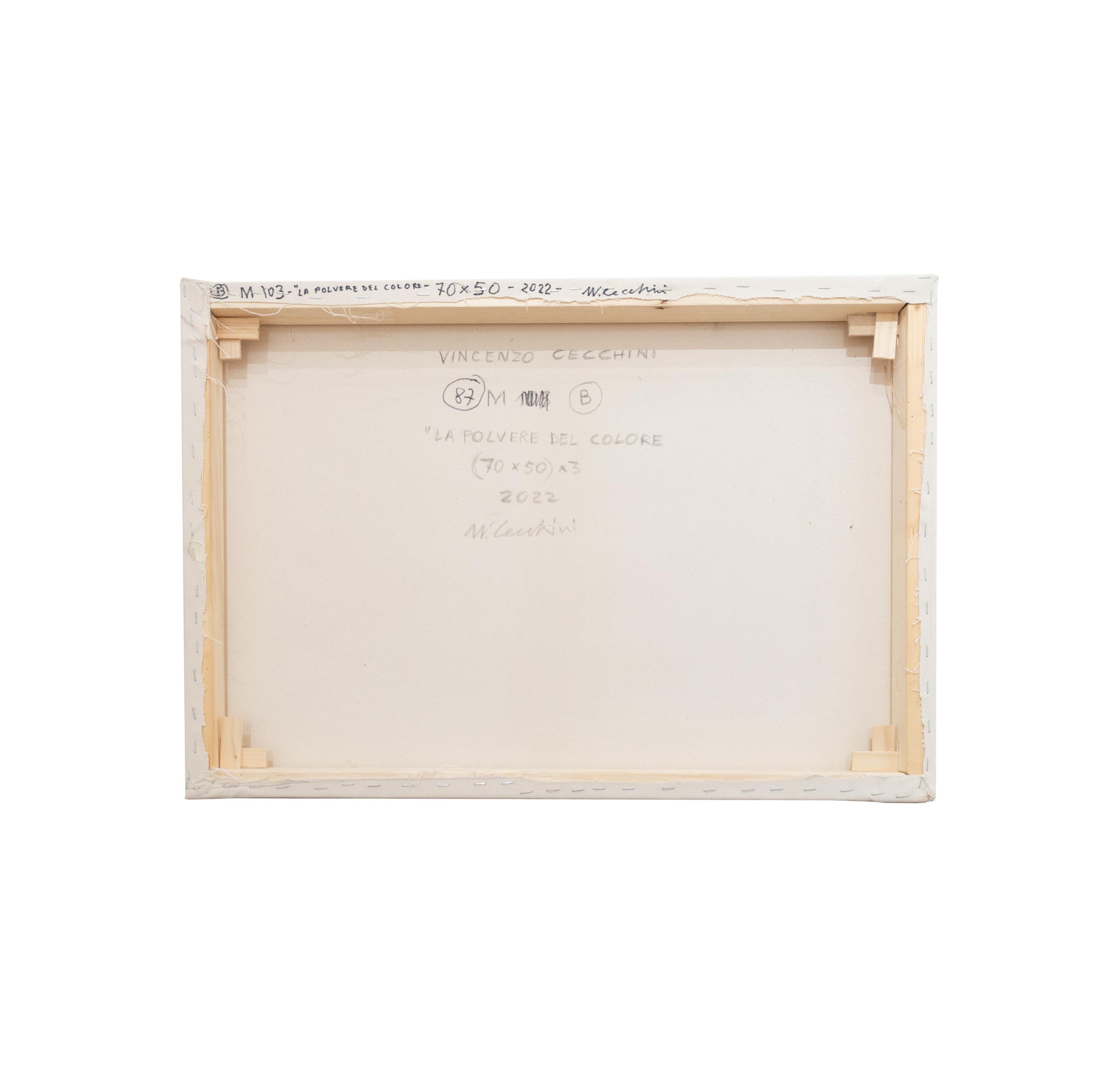 La Polvere Del Colore, 2022, Pittura Analitica, Tecnica mista su tela, Dittico - Abstrait Painting par Vincenzo Cecchini