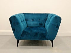 Vincenzo Contemporary Lounge Designer Chair in Teal Velvet Upholstery