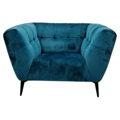 Vincenzo Contemporary Lounge Designer Chair in Teal Velvet Upholstery