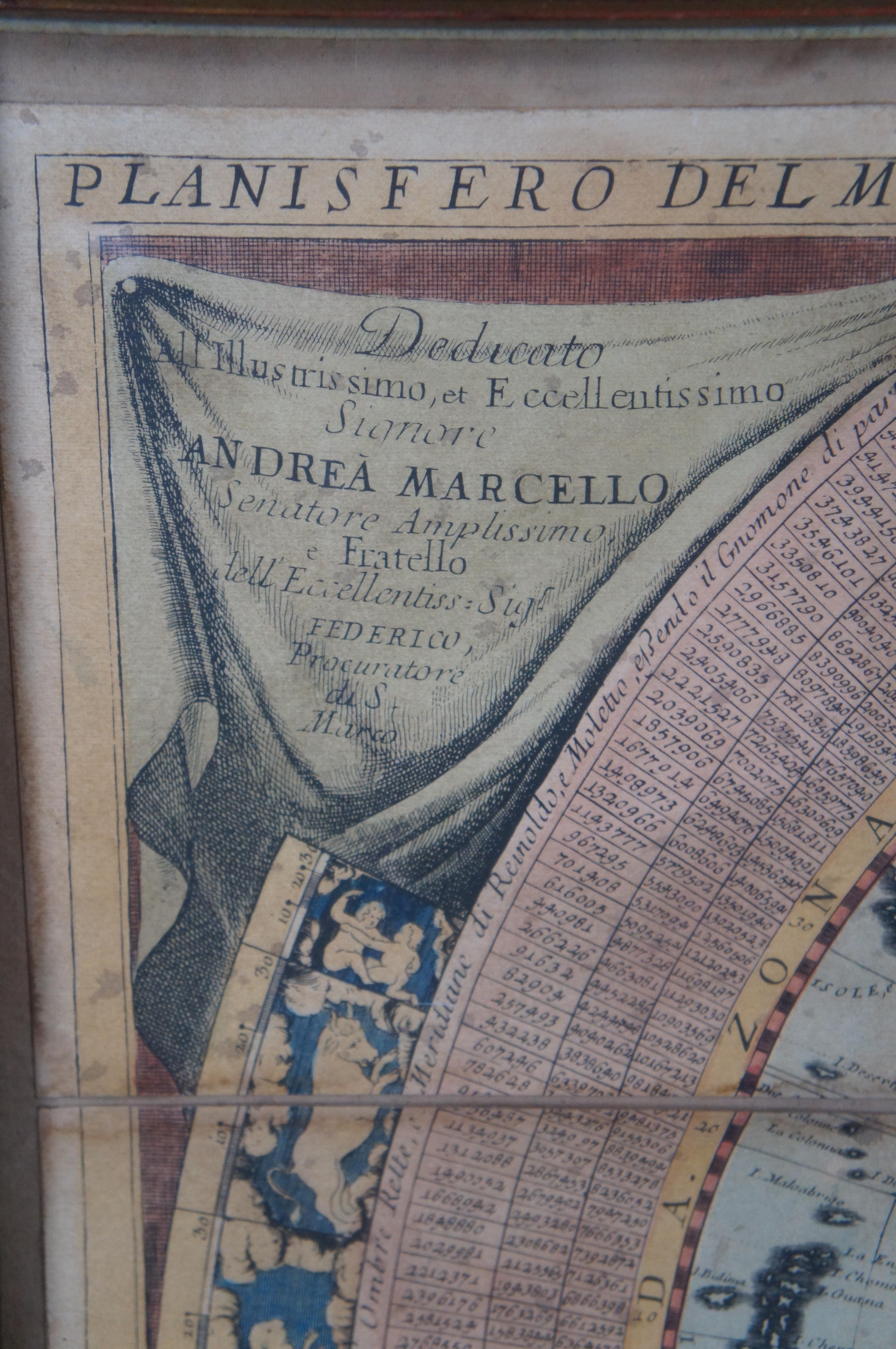 Papier Carte en couleurs du Nouveau Monde de Vincenzo Coronelli Hémisphère occidental encadrée 47