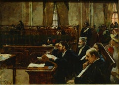 The Courtroom - Peinture à l'huile sur panneau de Vincenzo De' Stefani - 1891