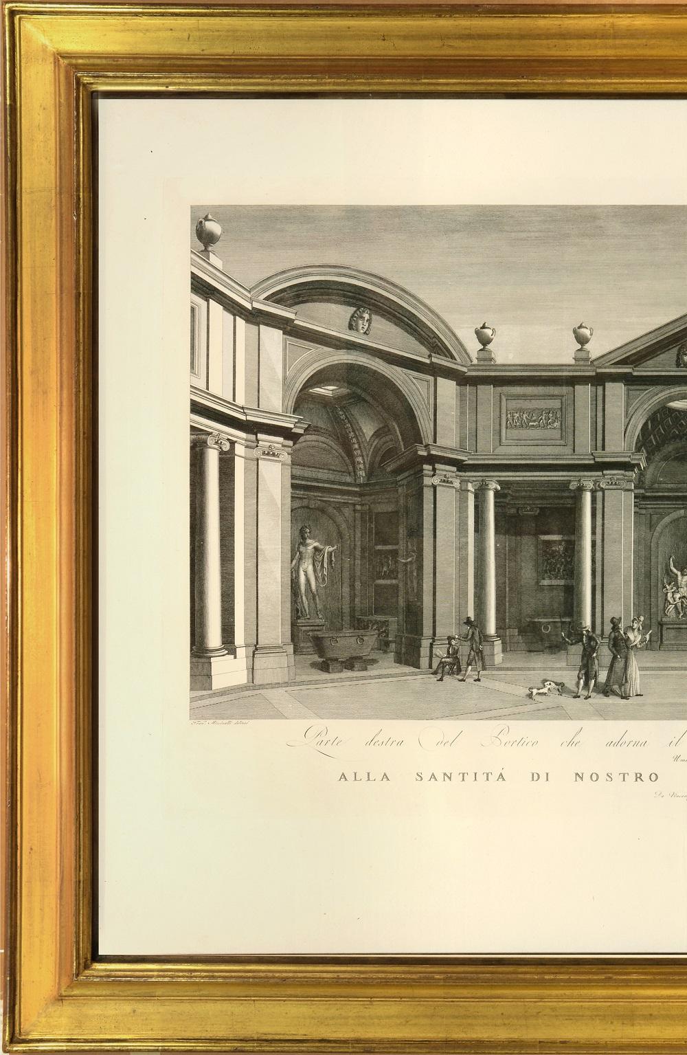 FEOLI. Veduten des Pio-Clementino-Museums – Print von FEOLI, Vincenzo.
