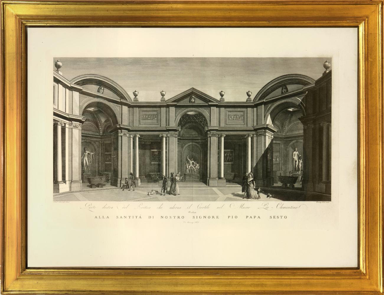 FEOLI, Vincenzo. Interior Print – FEOLI. Veduten des Pio-Clementino-Museums
