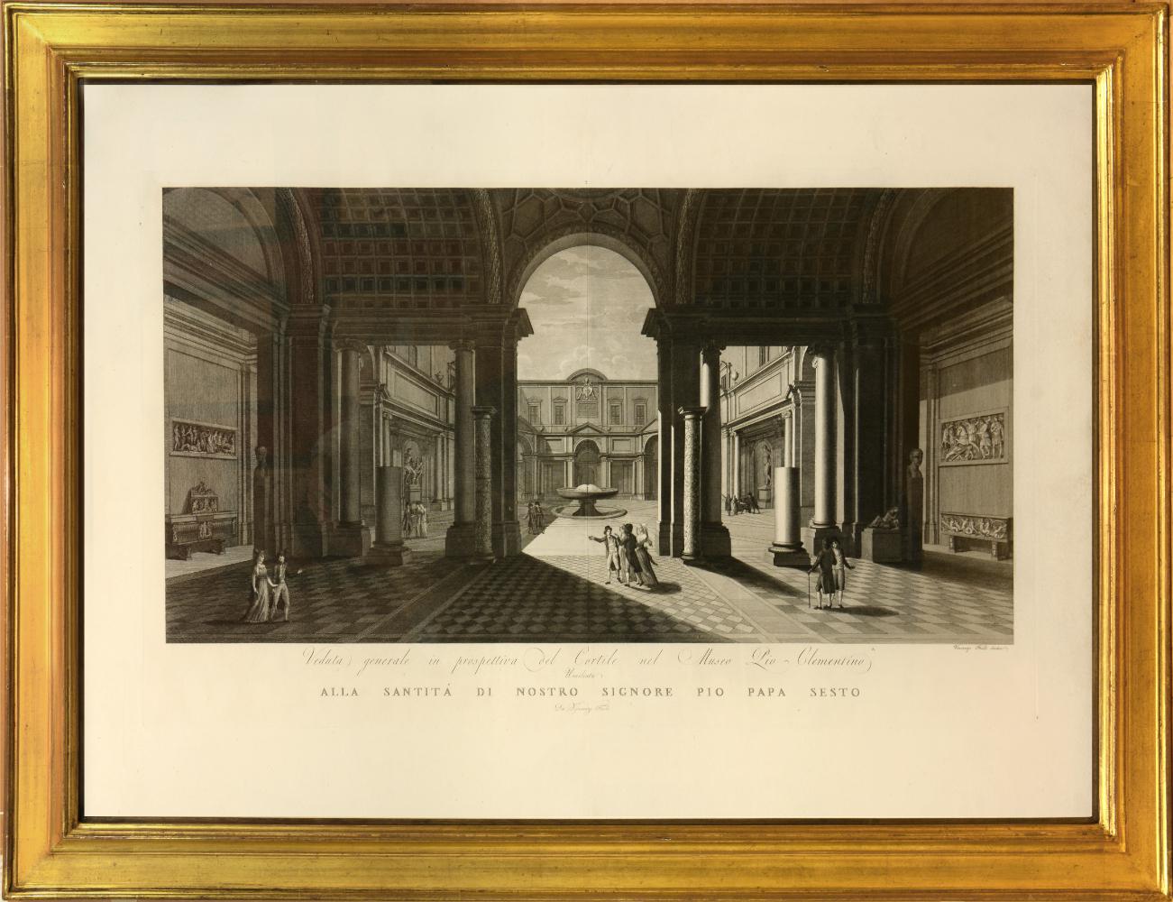 FEOLI, Vincenzo. Interior Print - FEOLI. Vedute del Museo Pio-Clementino