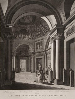 Magnificent large plate illustrating the Vatican Museum