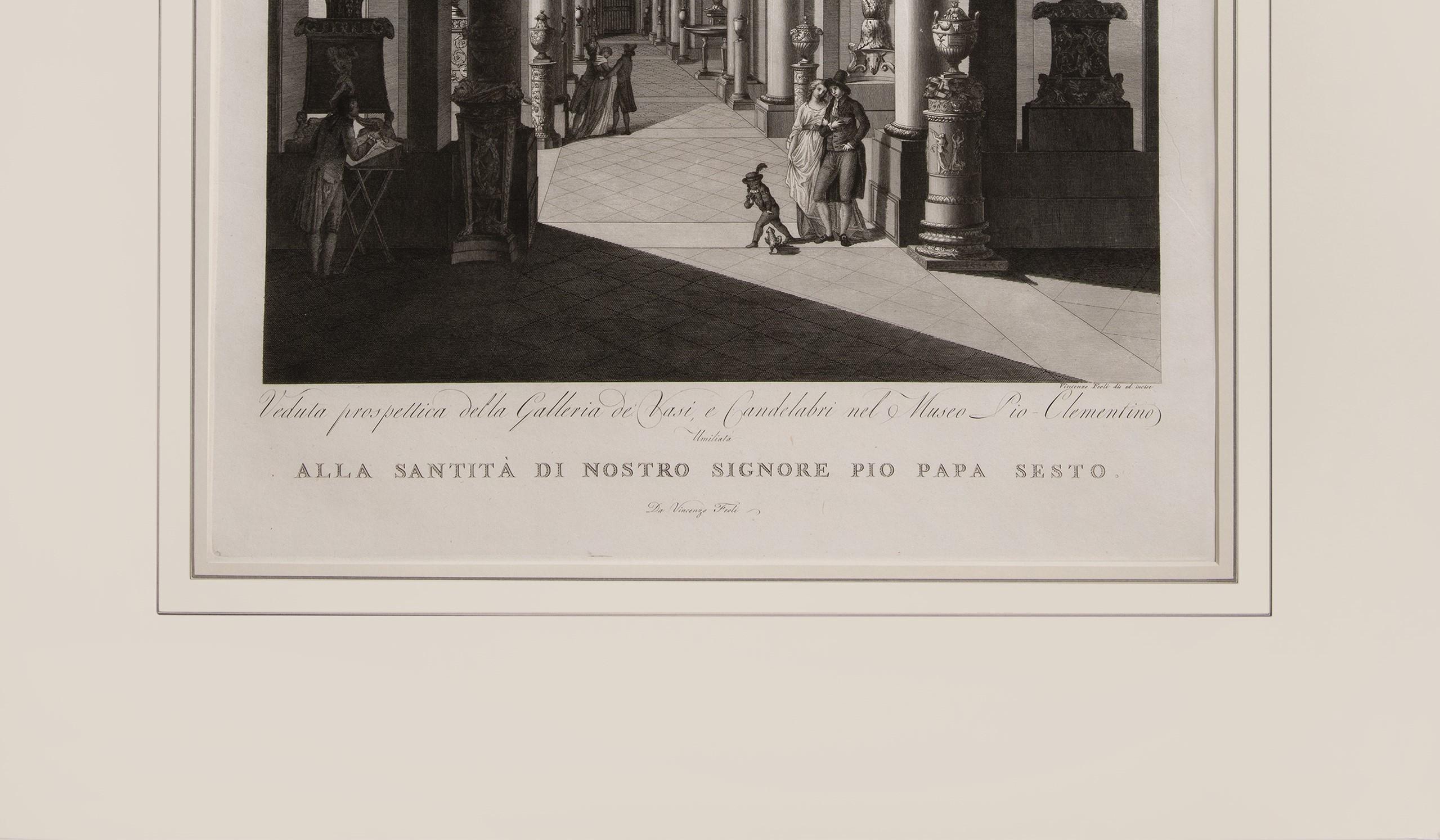 Prchtiger groer Teller, der das Vatikanische Museum illustriert (Beige), Interior Print, von FEOLI, Vincenzo.