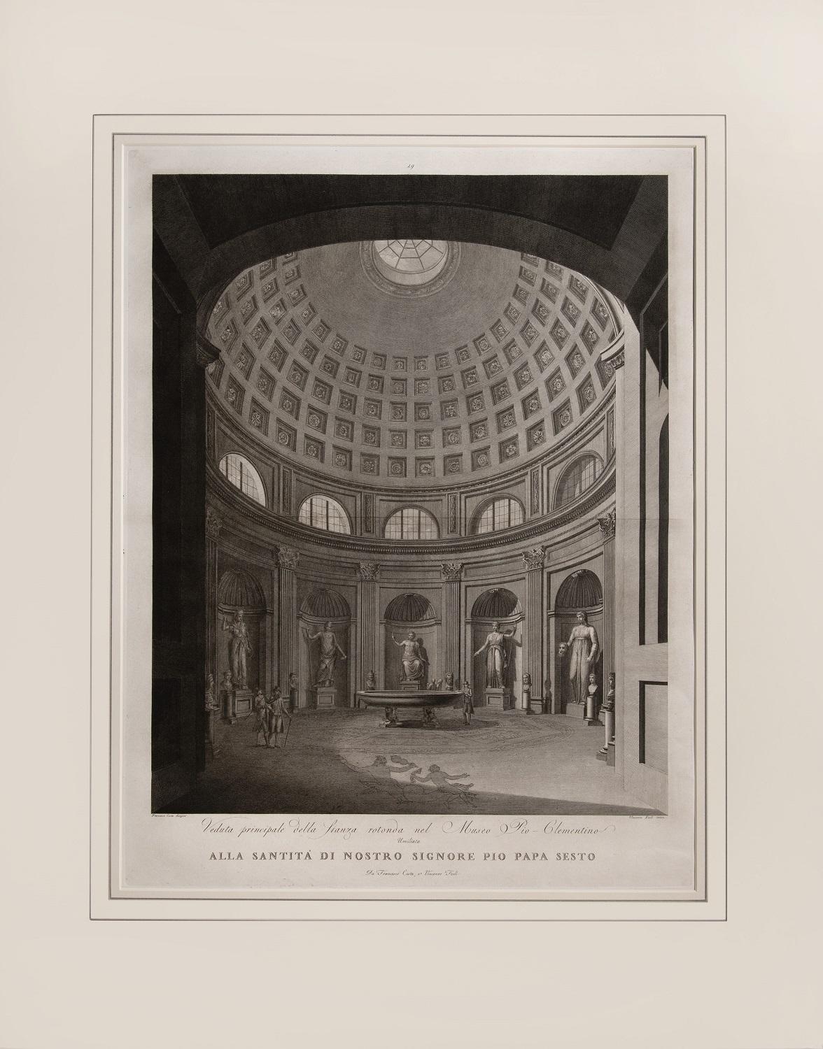 FEOLI, Vincenzo. Interior Print - Magnificent large plate illustrating the Vatican Museum 