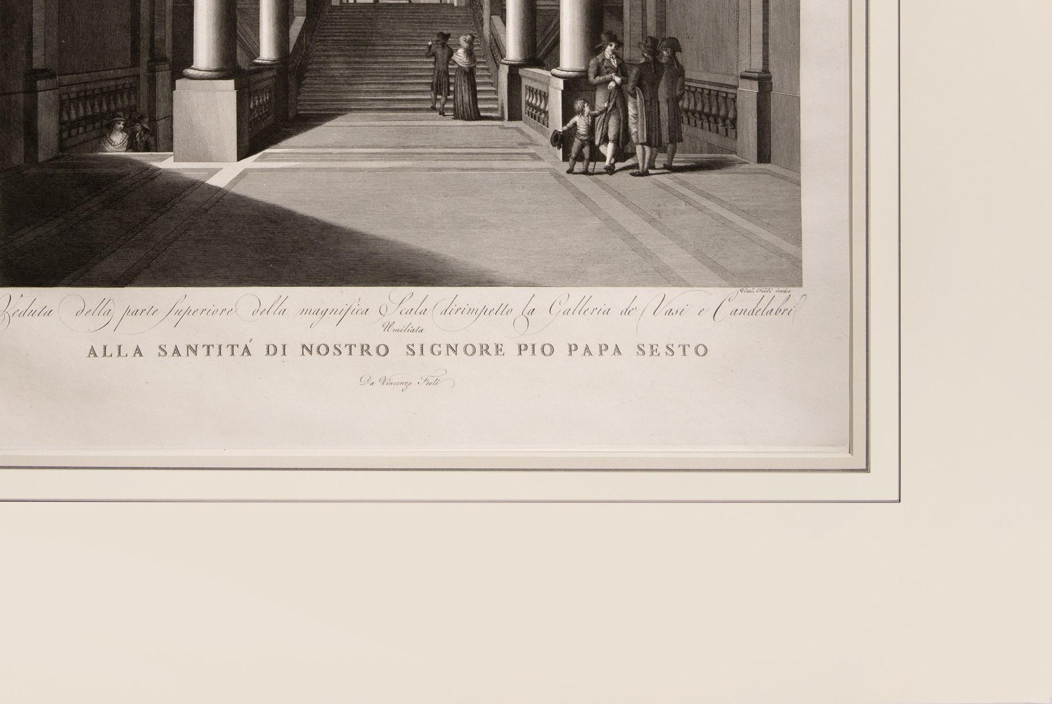 Magnificent large plate illustrating the Vatican Museum - Beige Interior Print by FEOLI, Vincenzo.