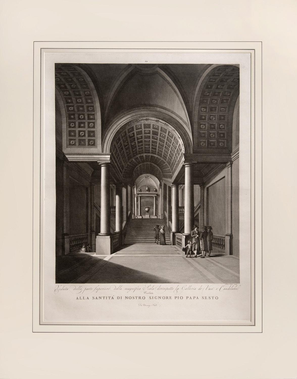 FEOLI, Vincenzo. Interior Print – Prächtiger großer Teller, der das Vatikanische Museum illustriert