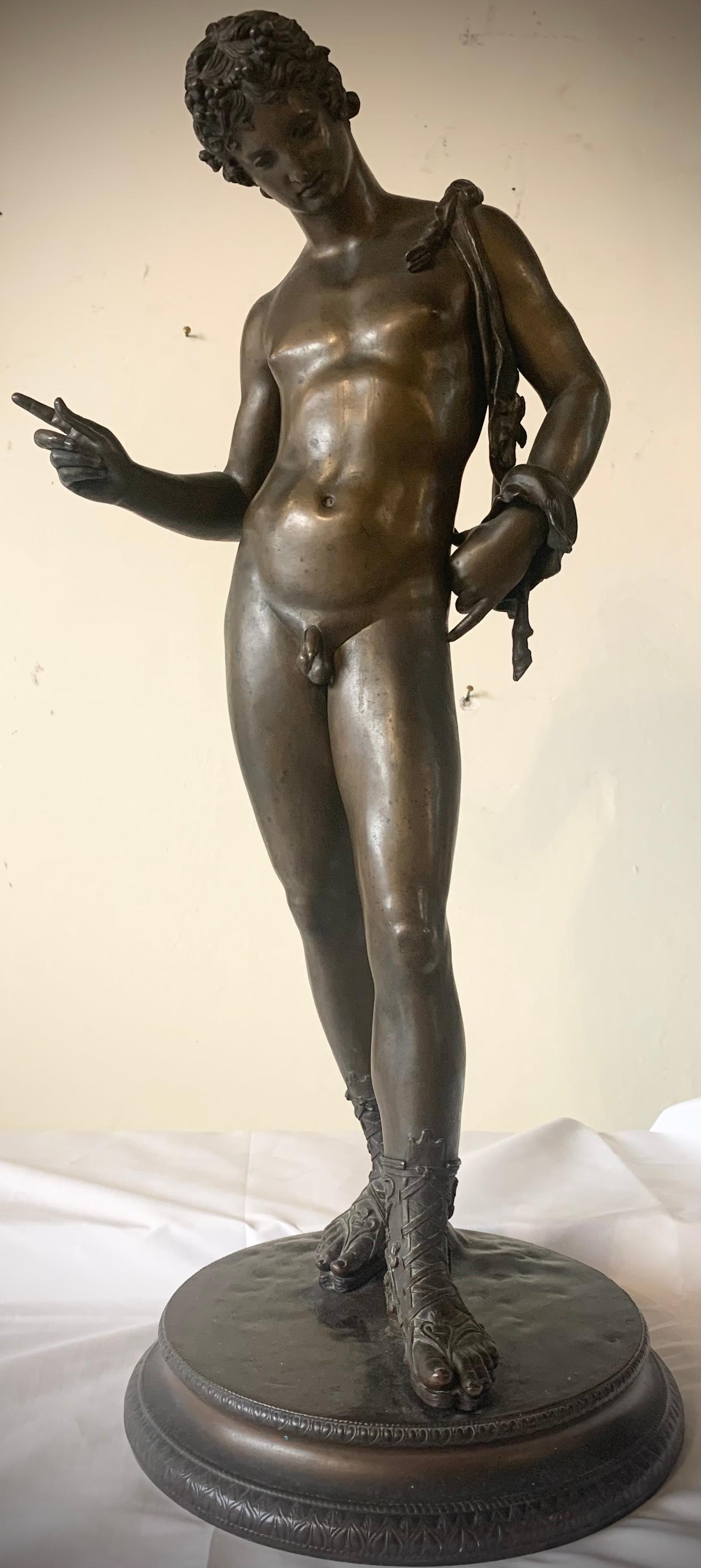 Vincenzo Gemito Nude Sculpture - Narcissus. Bronze. Fonderia Gemito Napoli. First half of XX century